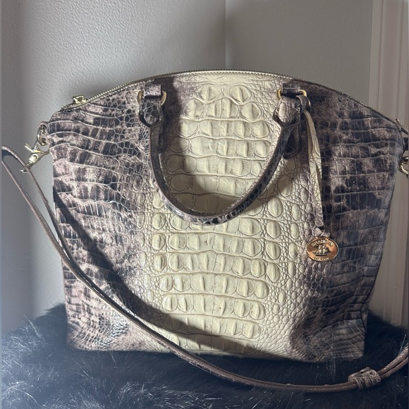 Brahmin large Duxbury Satchel crocodile genuine leather handbag - Picture 5 of 9